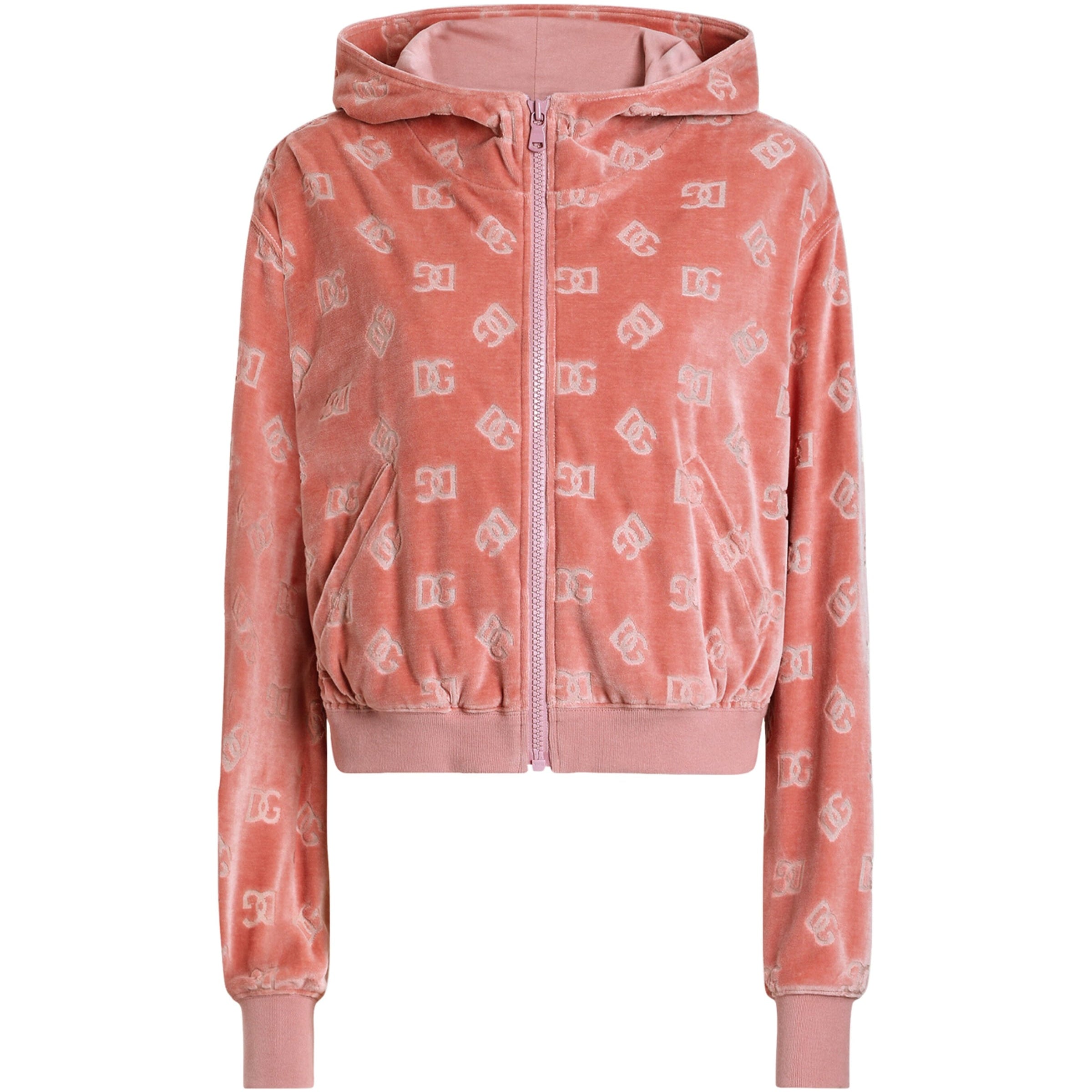 Dolce & Gabbana Multi Velvet Logo Zip-Up Hoodie