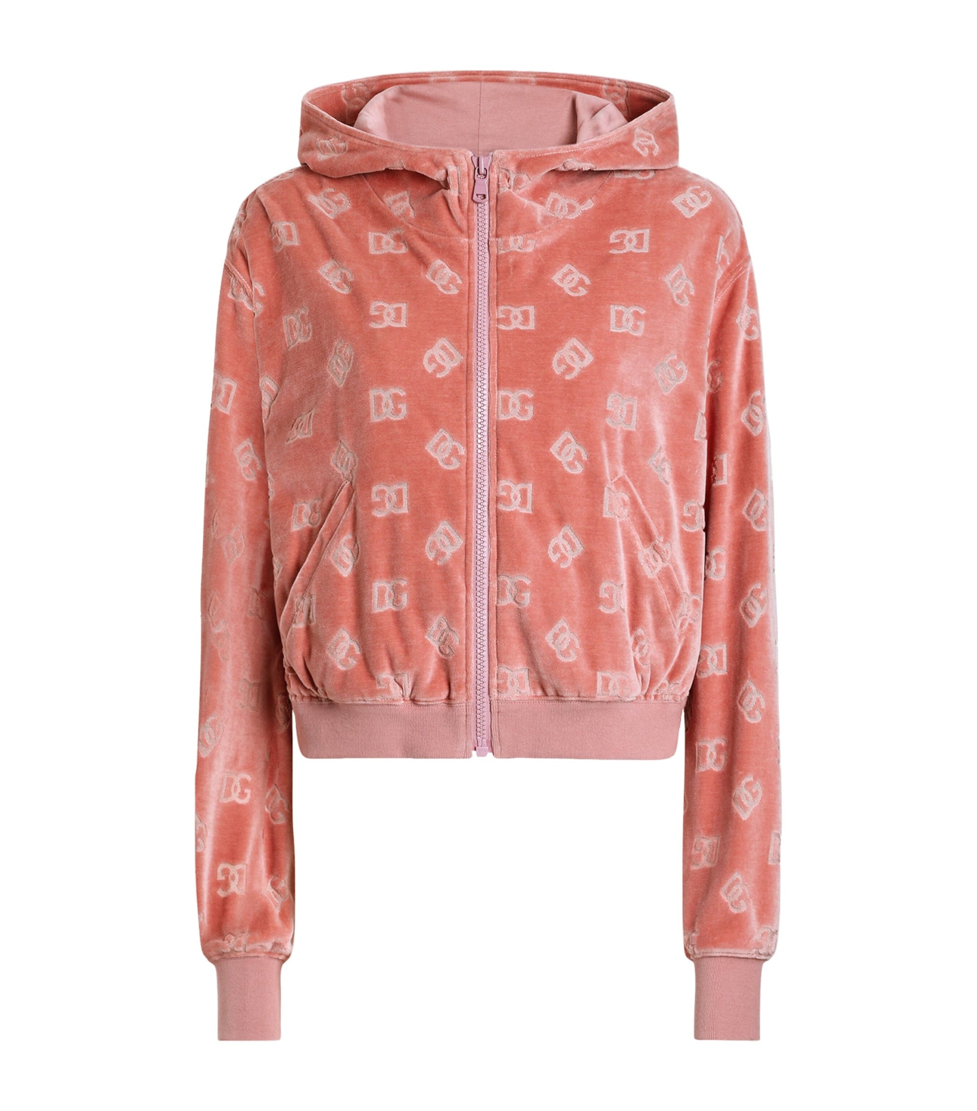 Dolce & Gabbana Multi Velvet Logo Zip-Up Hoodie