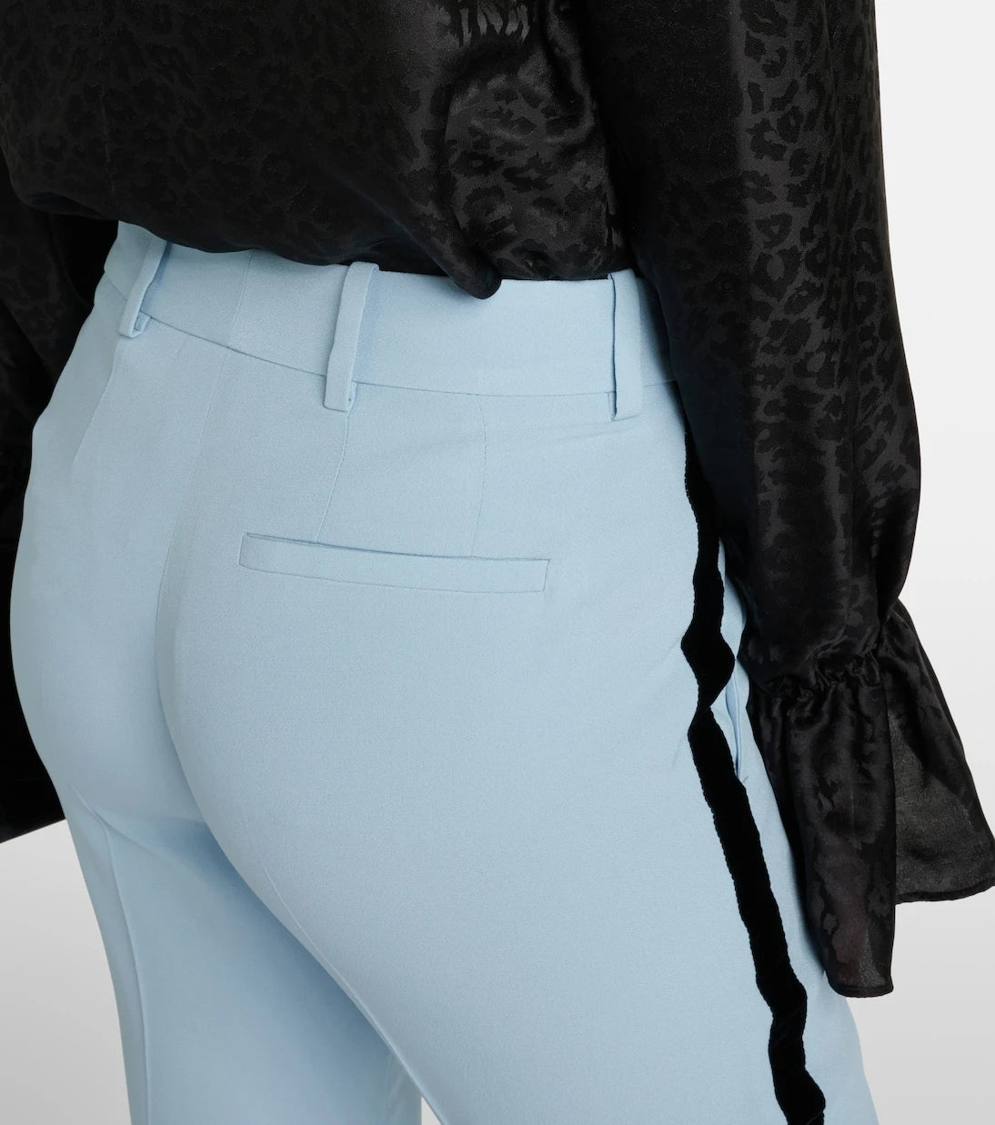 Nina Ricci - Velvet-trimmed cady flared pants