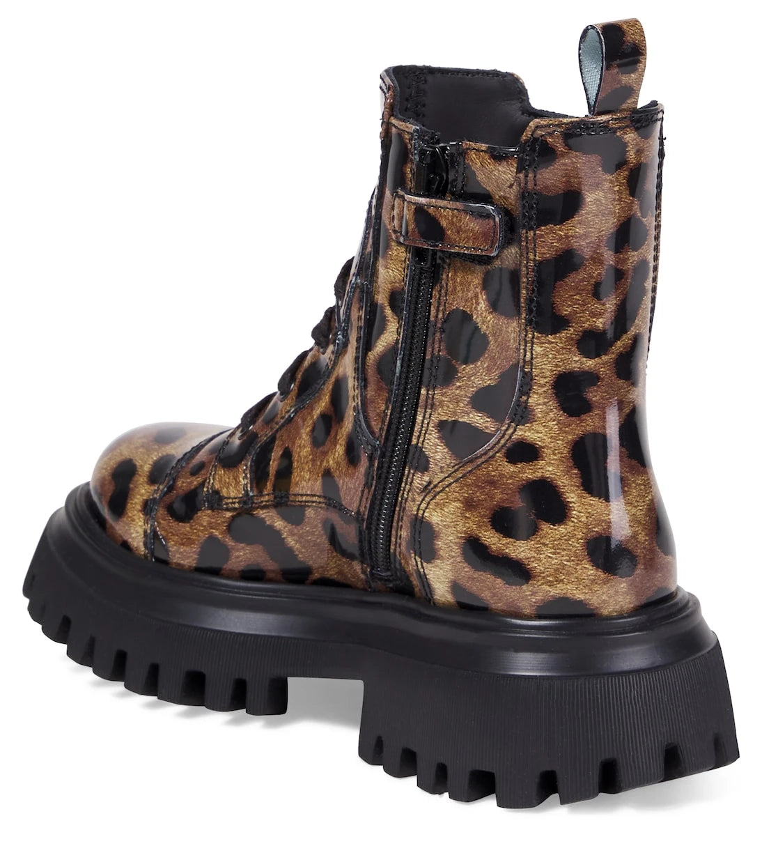 Dolce&Gabbana Kids - Leopard-print leather combat boots