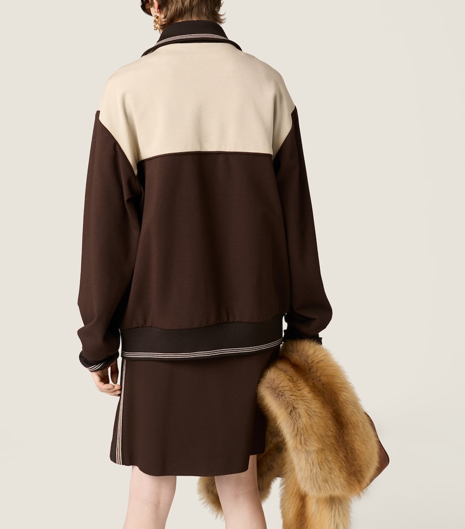 Brown Two-Tone Zip-Up Bomber Jacket