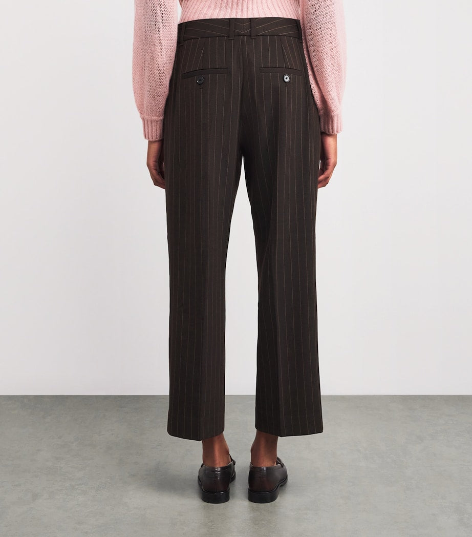 ME+EM Brown Pinstripe Cropped Slim Trousers