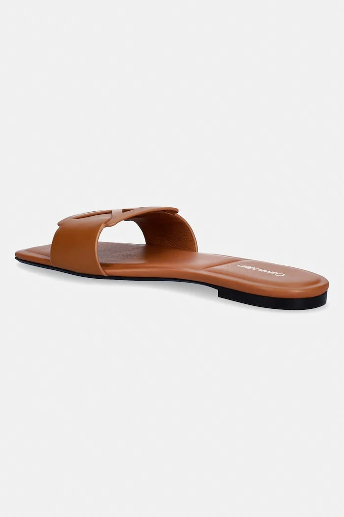 Calvin Klein kadın deri terlik SQUARE FLAT SANDAL EMBLEM