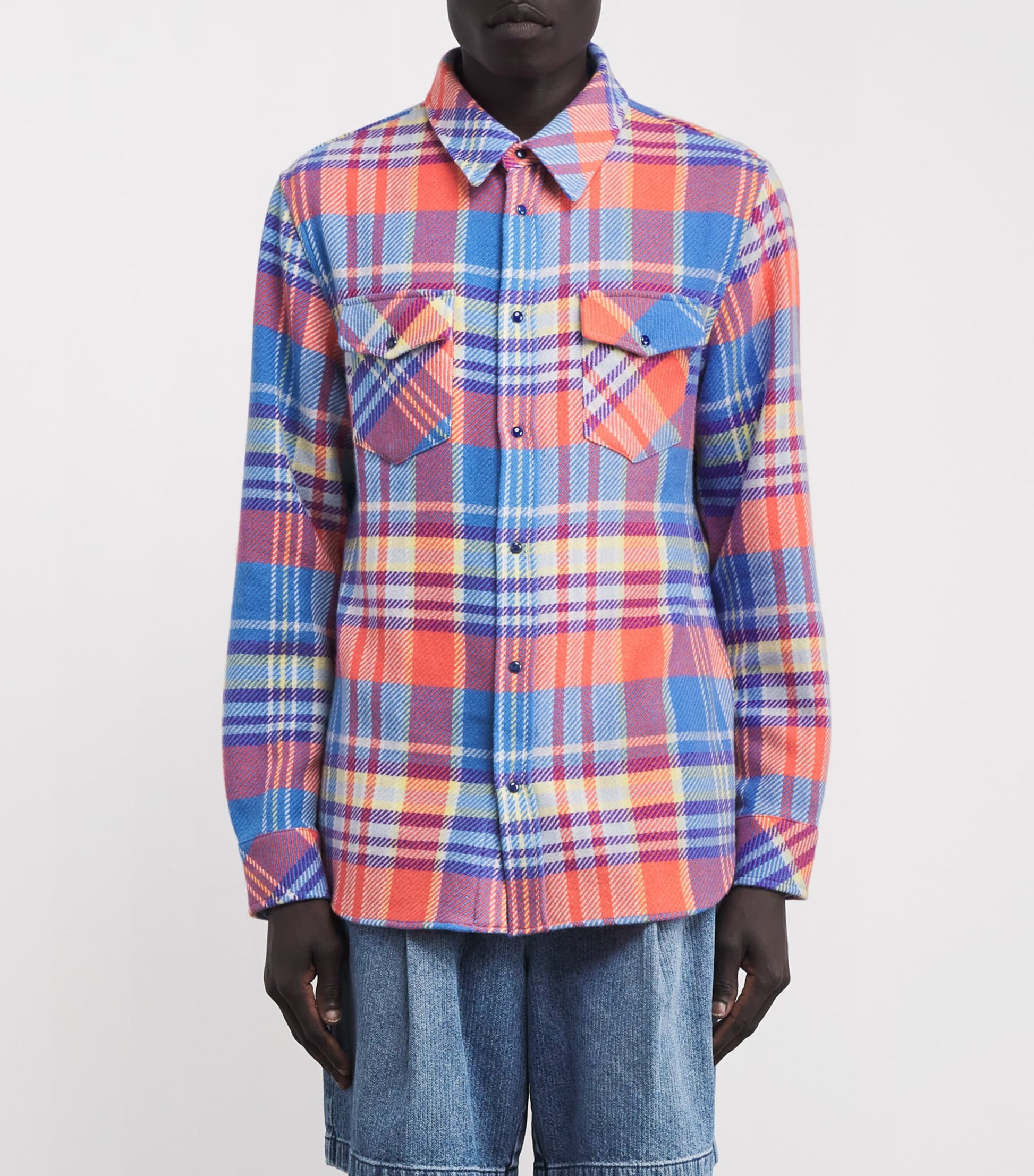 Unisex Cashmere and Lapis Lazuli Tartan Creator Shirt