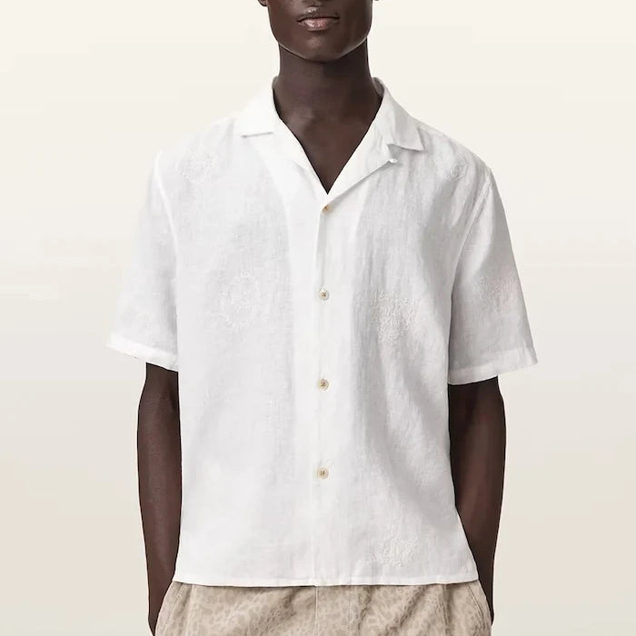 AllSaints риза мъжка от лен SEPAL