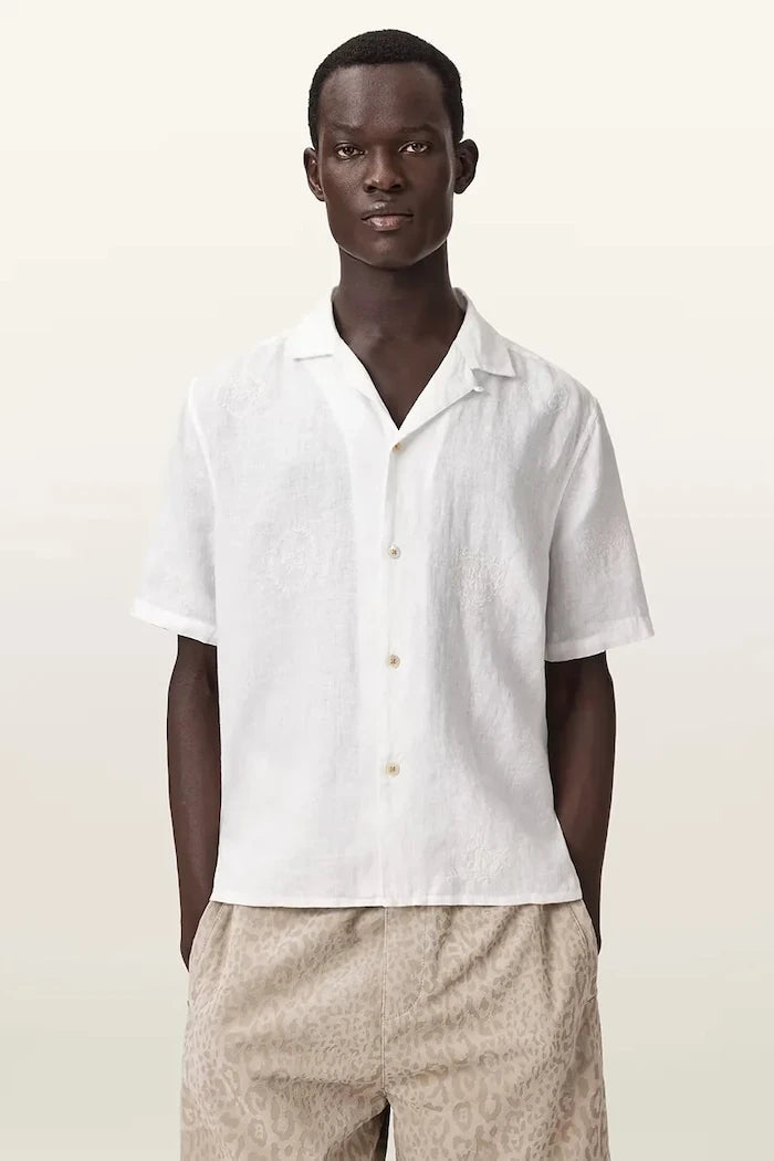 AllSaints риза мъжка от лен SEPAL