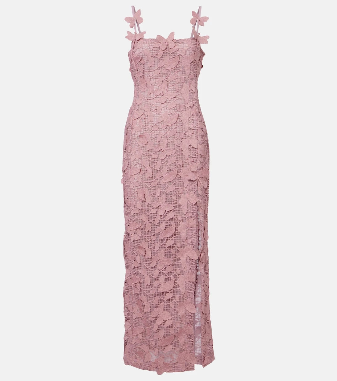 Blumarine - فستان ماكسي من الدانتيل المطرز