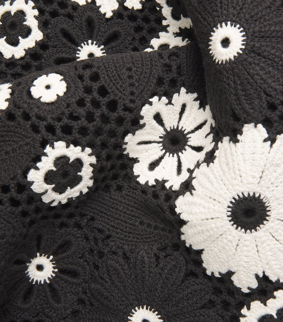 Multi Cotton Crochet Floral Top