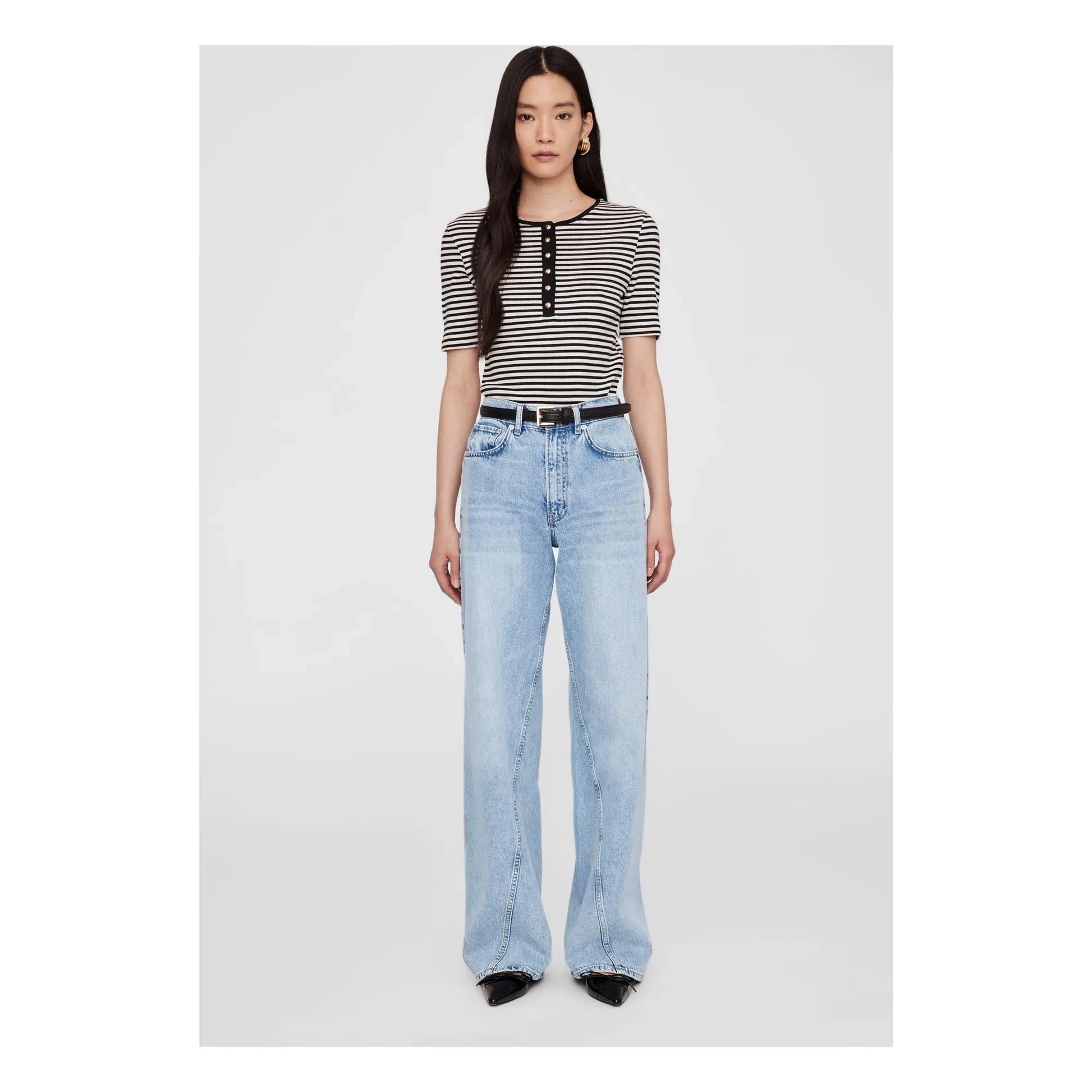 Anine Bing - Alessia Stripes T-shirt | Black