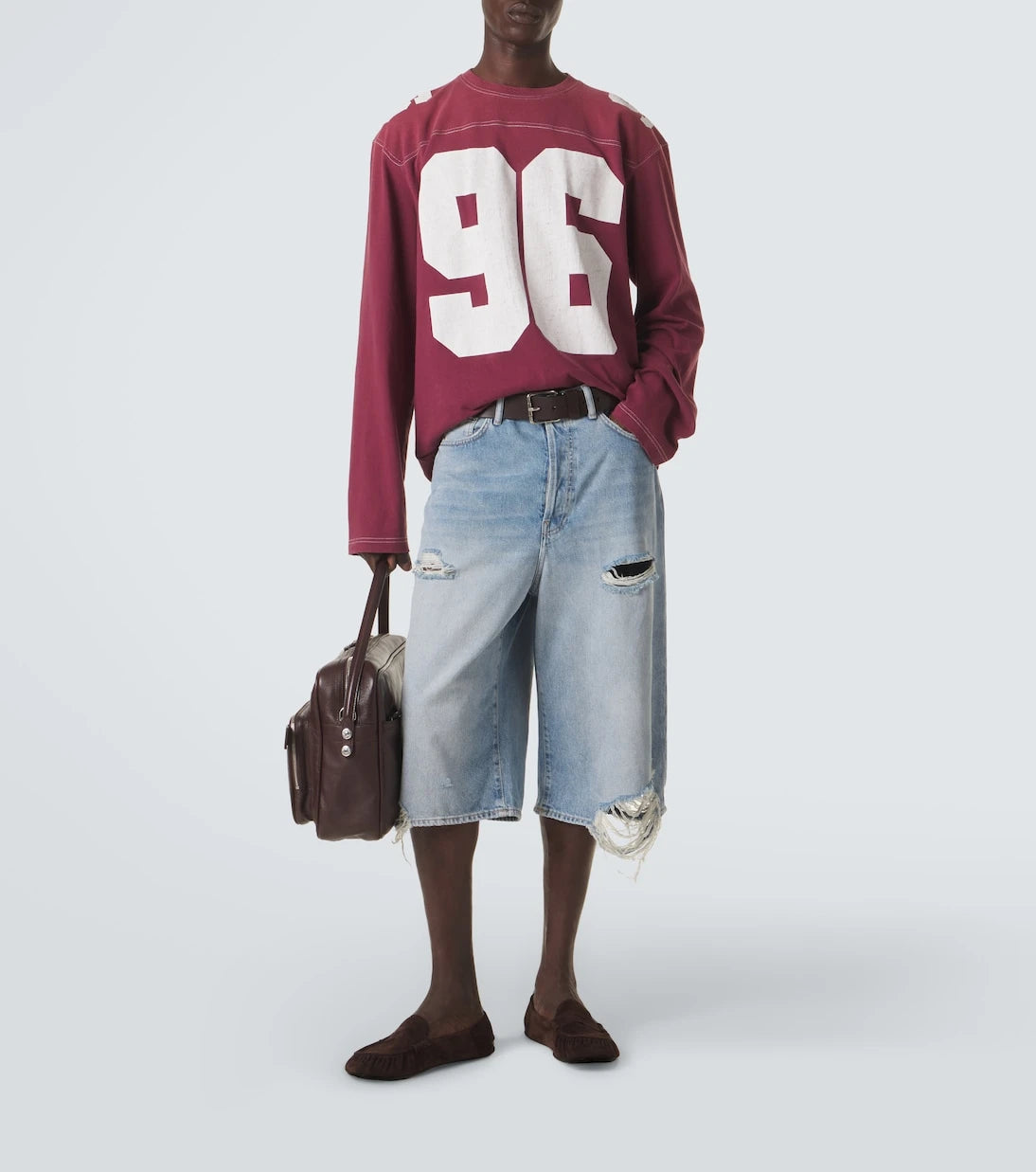 Acne Studios - Distressed denim Bermuda shorts