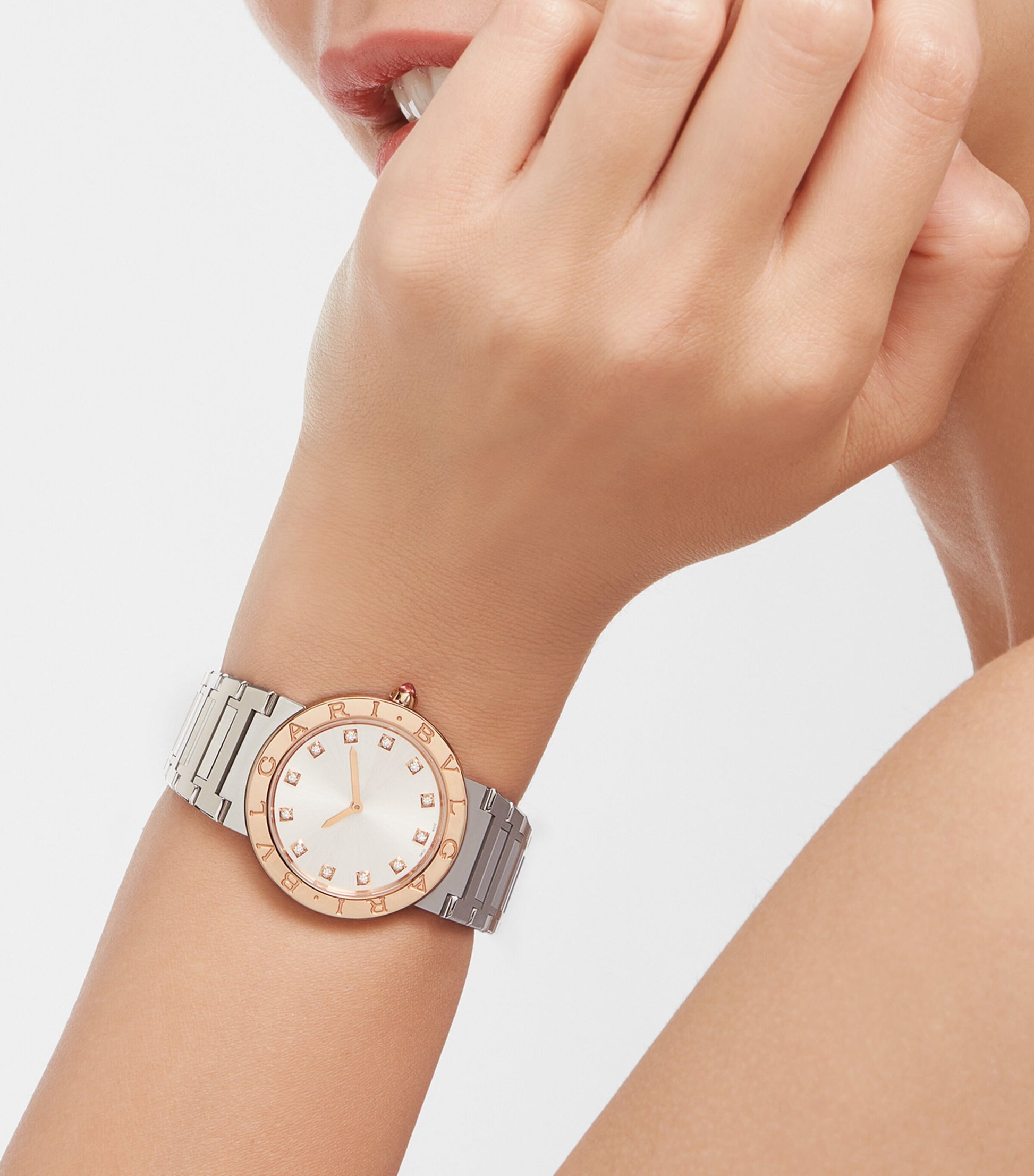 Stainless Steel and Rose Gold BVLGARI BVLGARI Watch 33mm