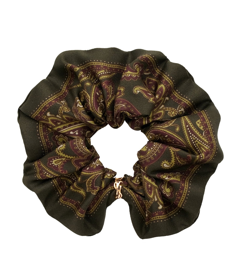 Green Silk Paisley Scrunchie