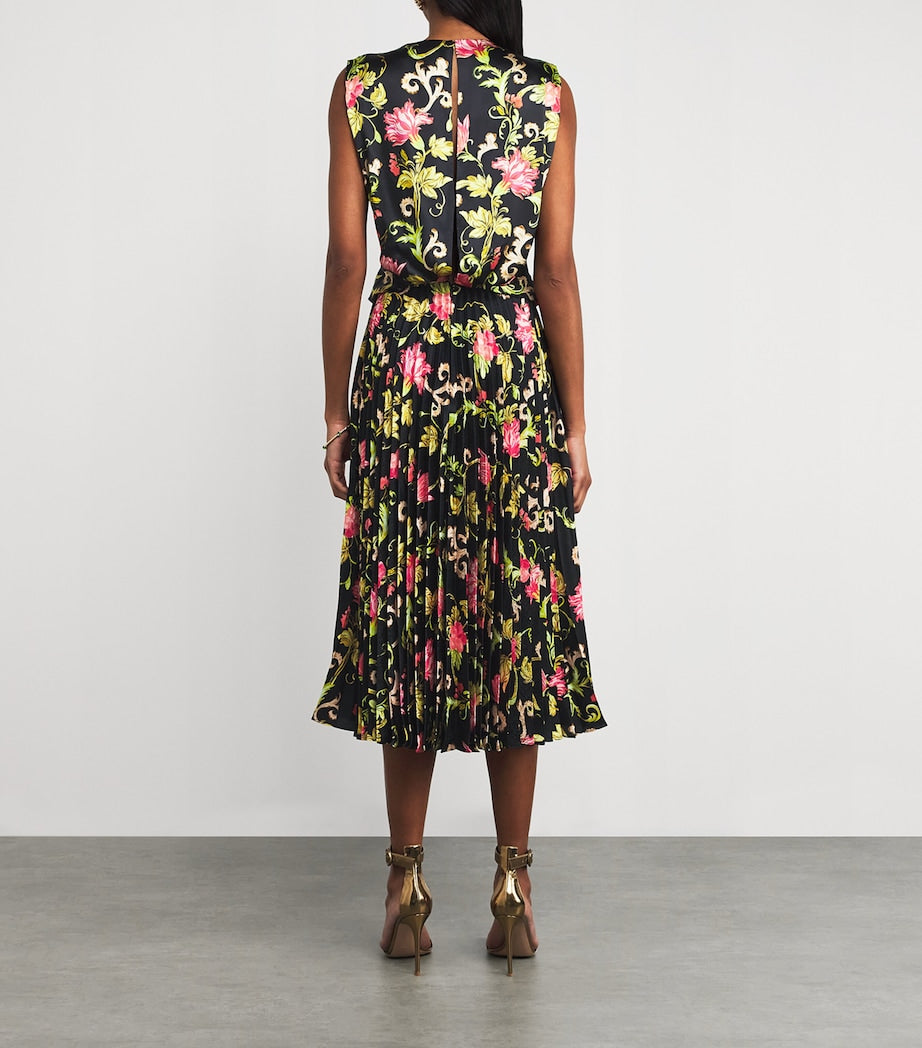 Saloni Multi Silk Pleated Gwen Midi Dress