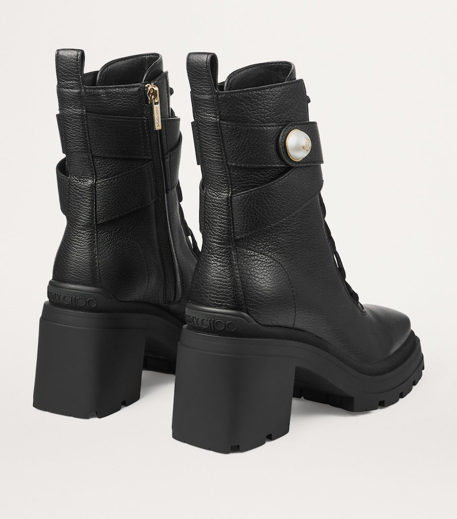 Jimmy Choo Black Noemi 80 Leather Biker Boots