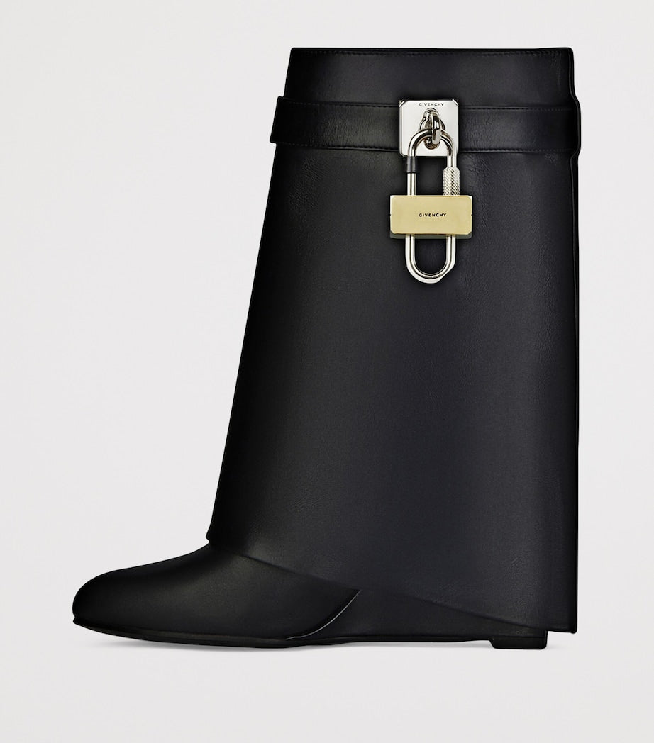 Givenchy Black Leather Shark Lock Ankle Boots 90