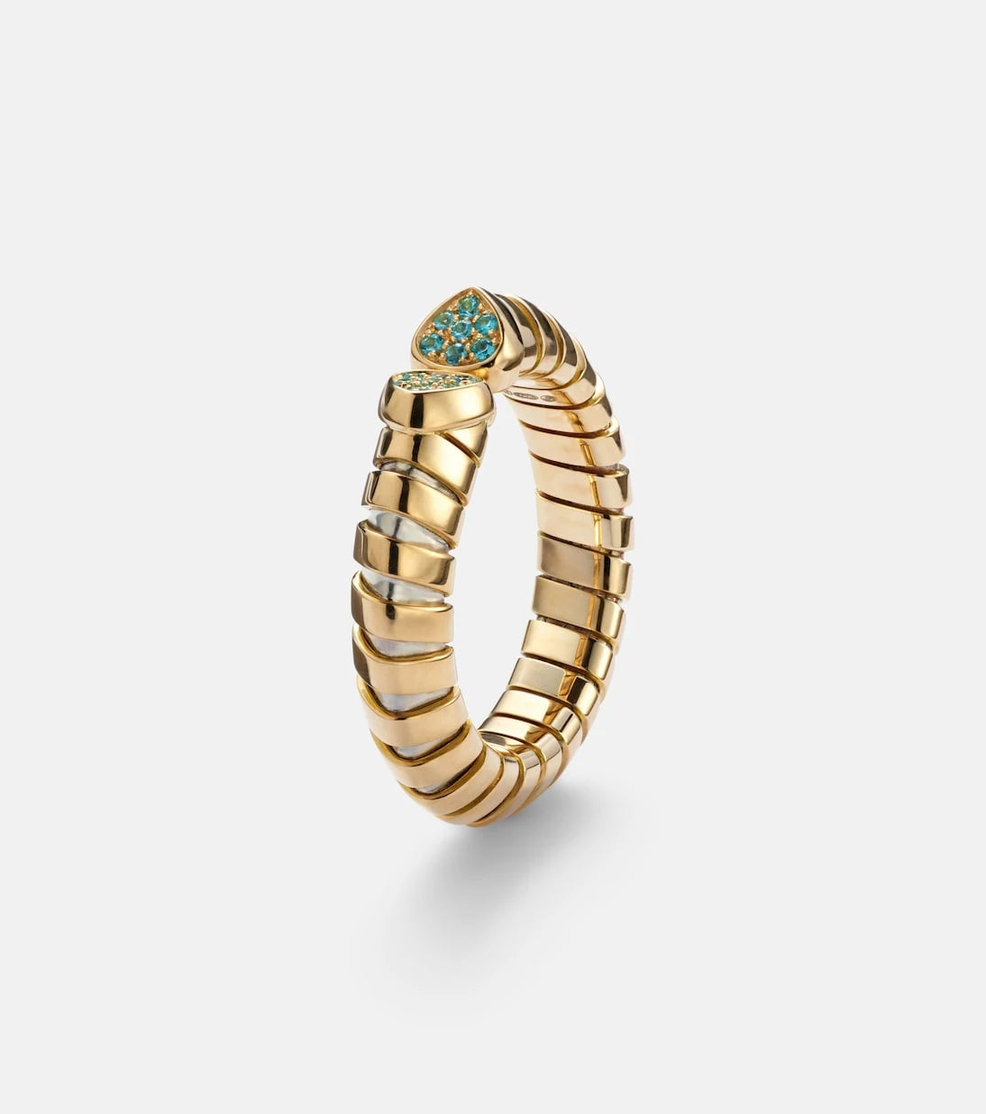 Marina B - Trisolina 18kt gold ring with tourmalines