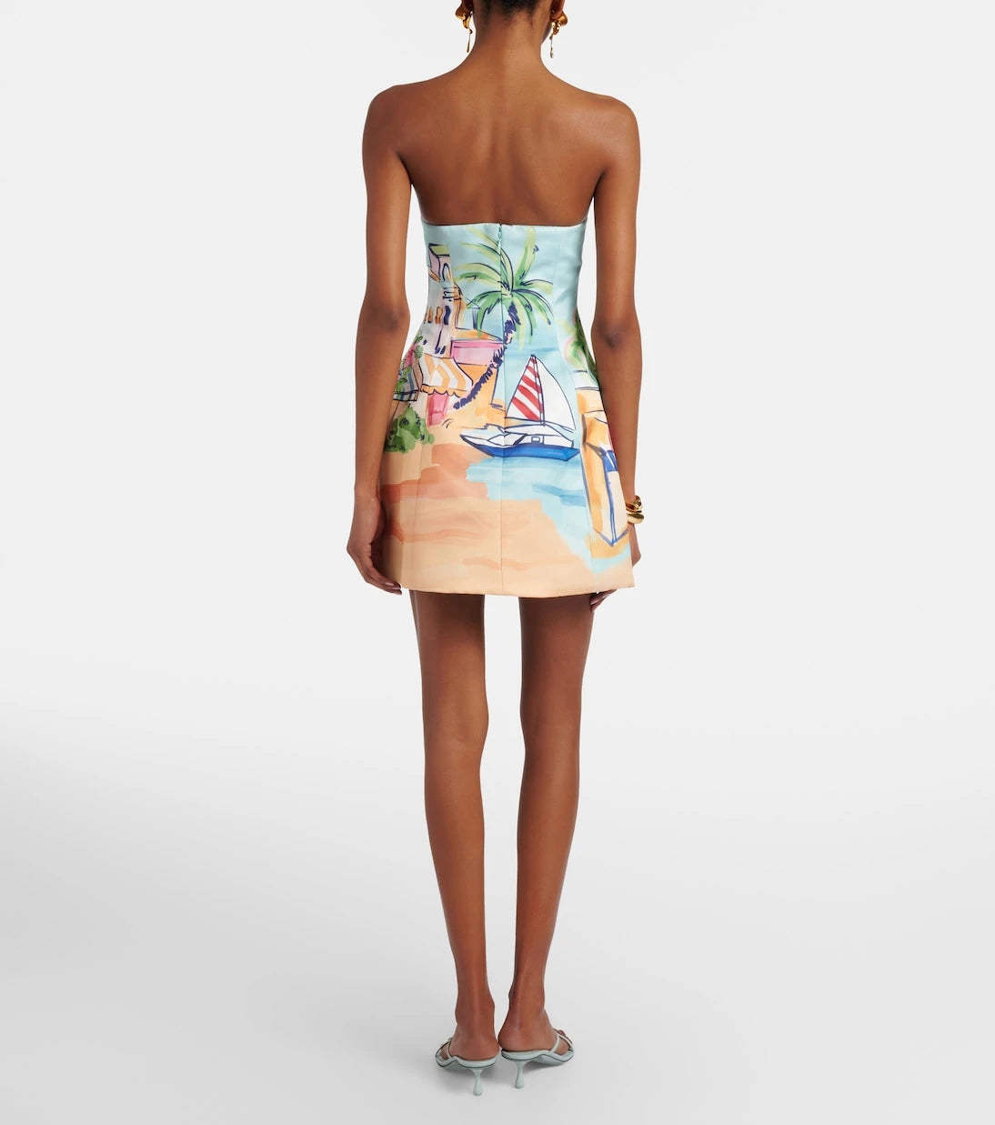 Leo Lin - Printed bustier dress