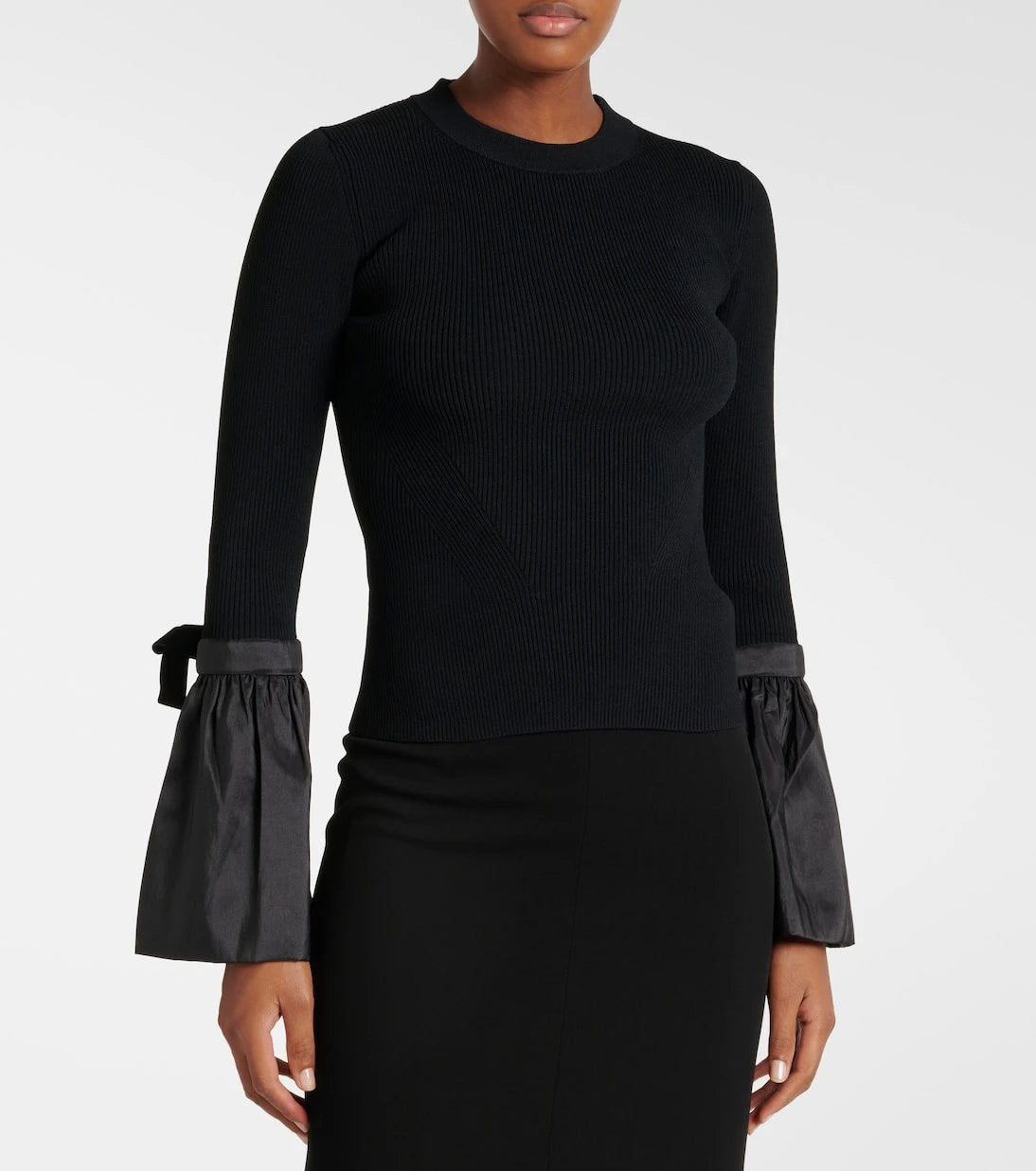 Simkhai - Agata taffeta-trimmed ribbed-knit top
