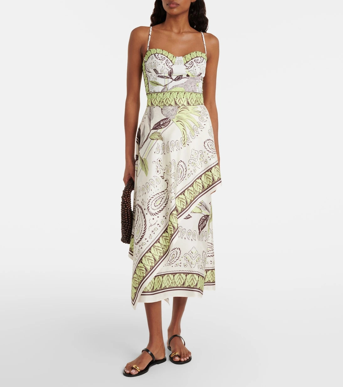 Tory Burch - Printed silk satin midi skirt