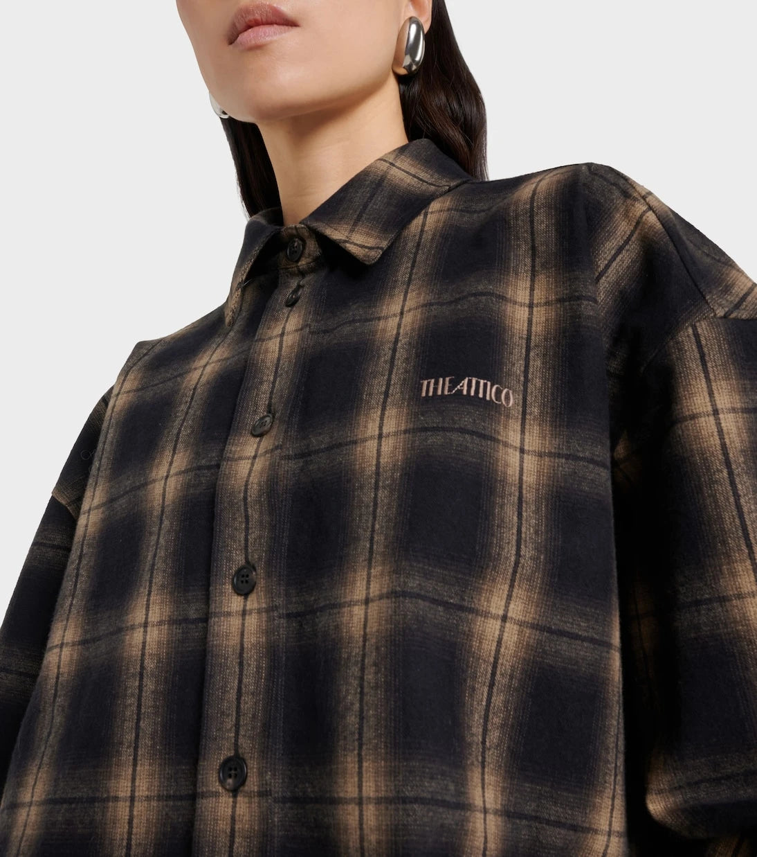 The Attico - Checked oversized cotton flannel shirt