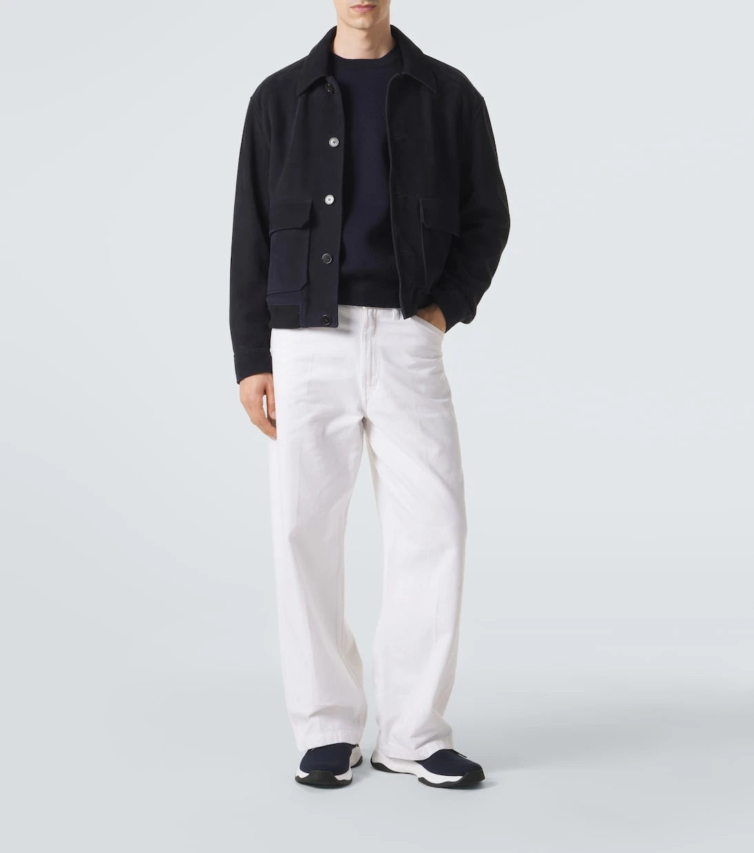 Berluti - Shadow leather-trimmed knitted sneakers