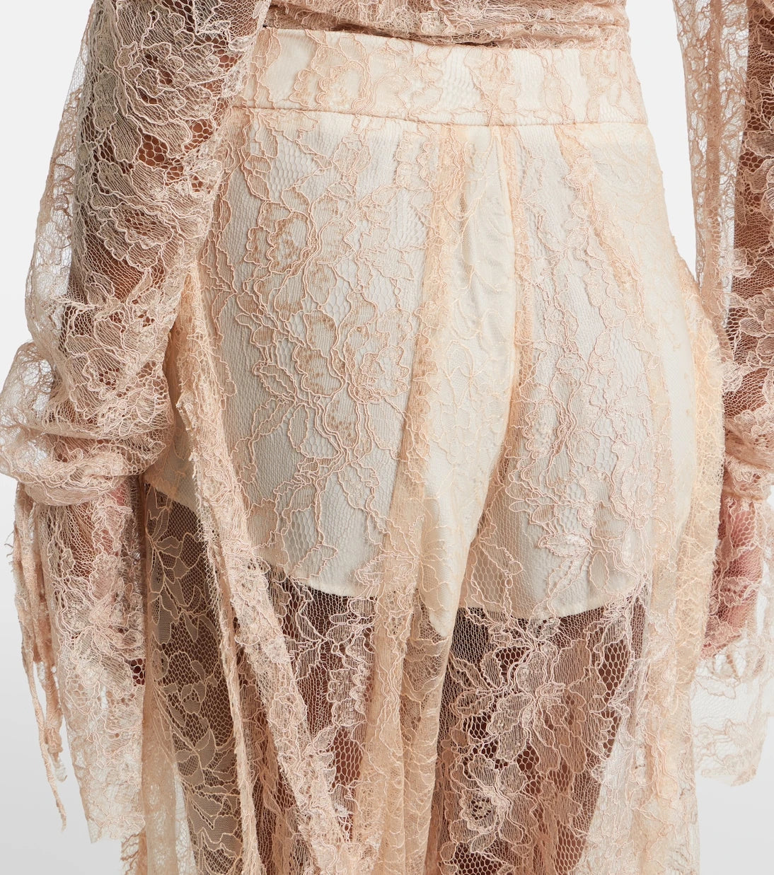 Blumarine - Lace-trimmed satin wide-leg pants