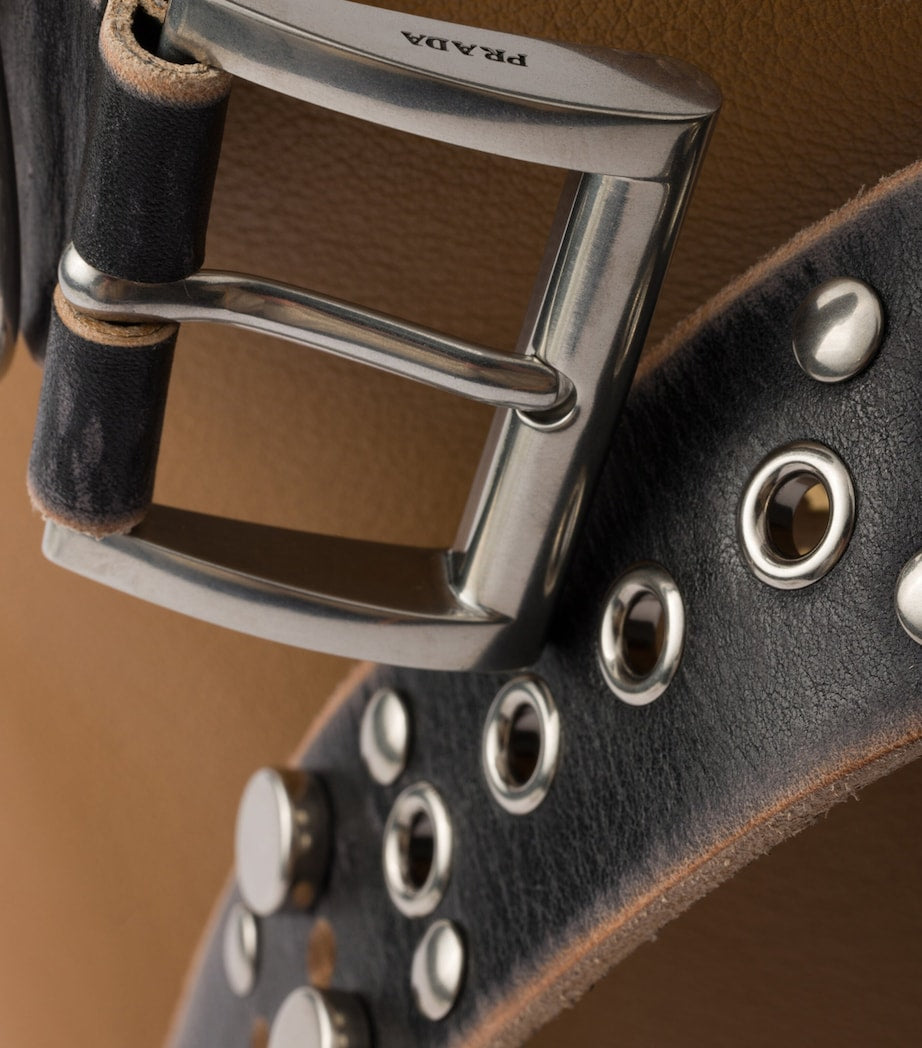 Prada Brown Leather Buckled Bucket Bag