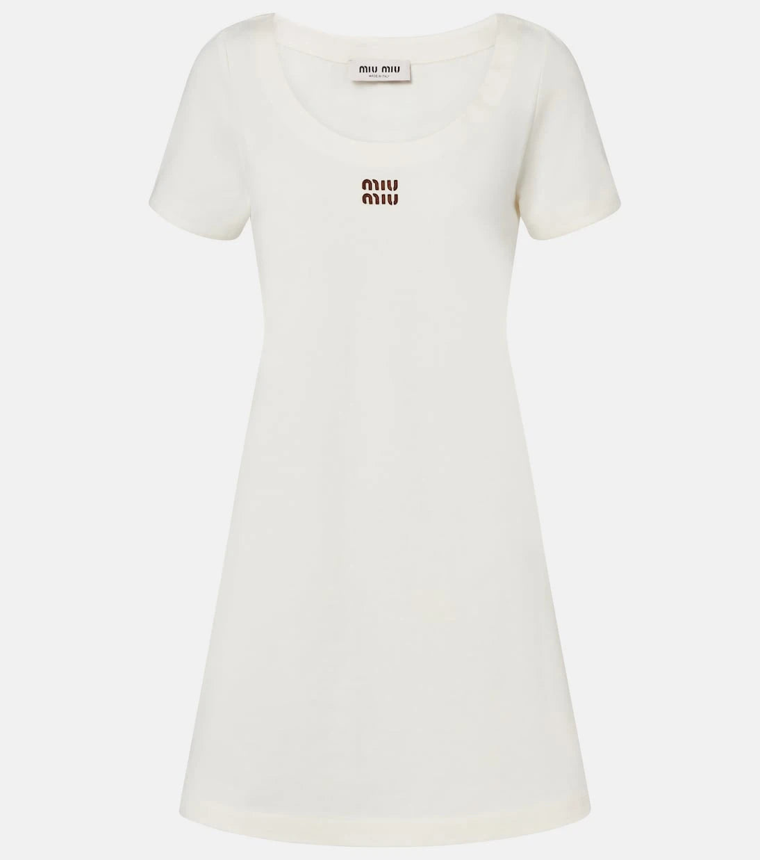 Miu Miu - Leather-trimmed cotton jersey minidress