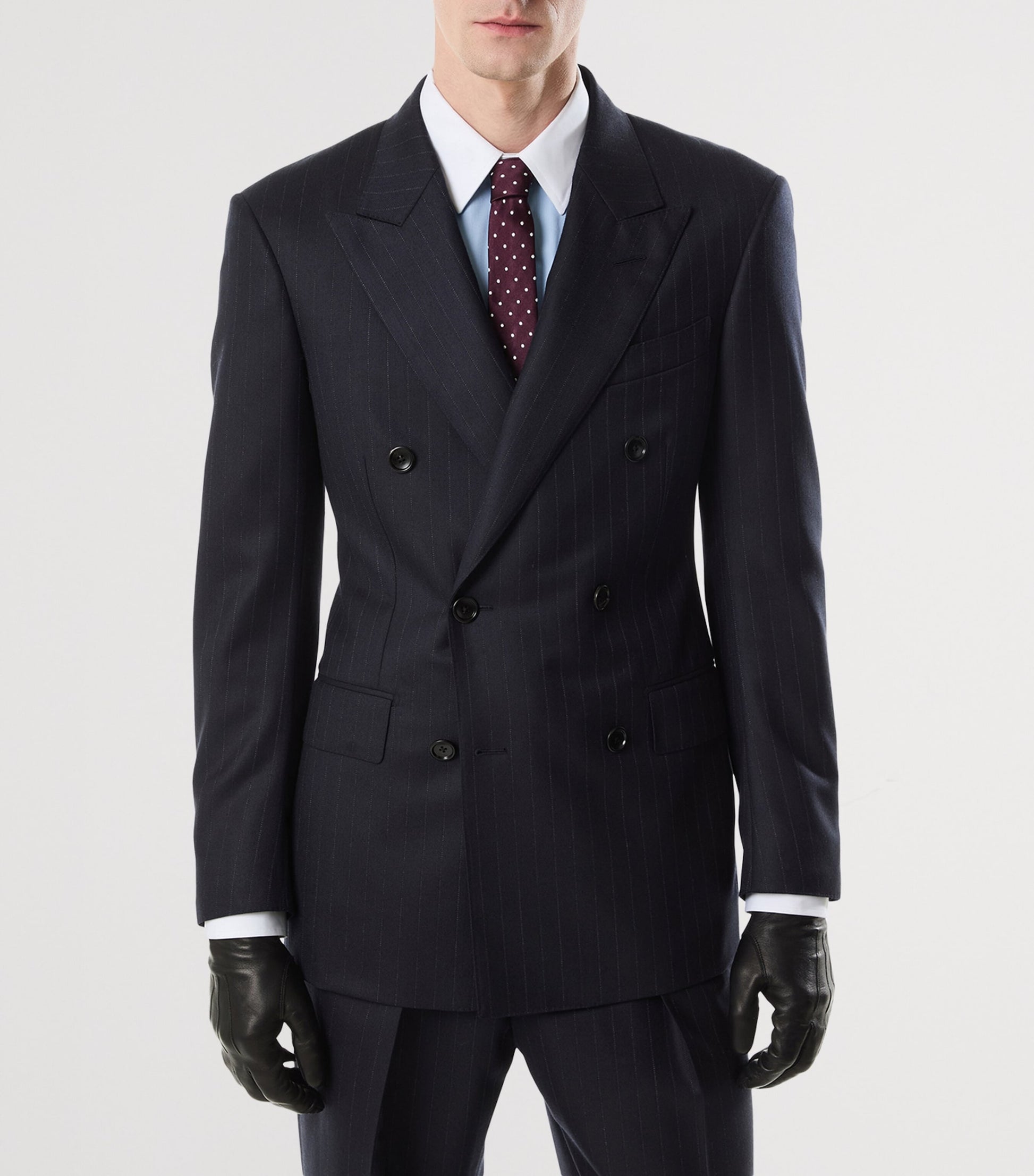 Navy Wool Pinstripe Blazer