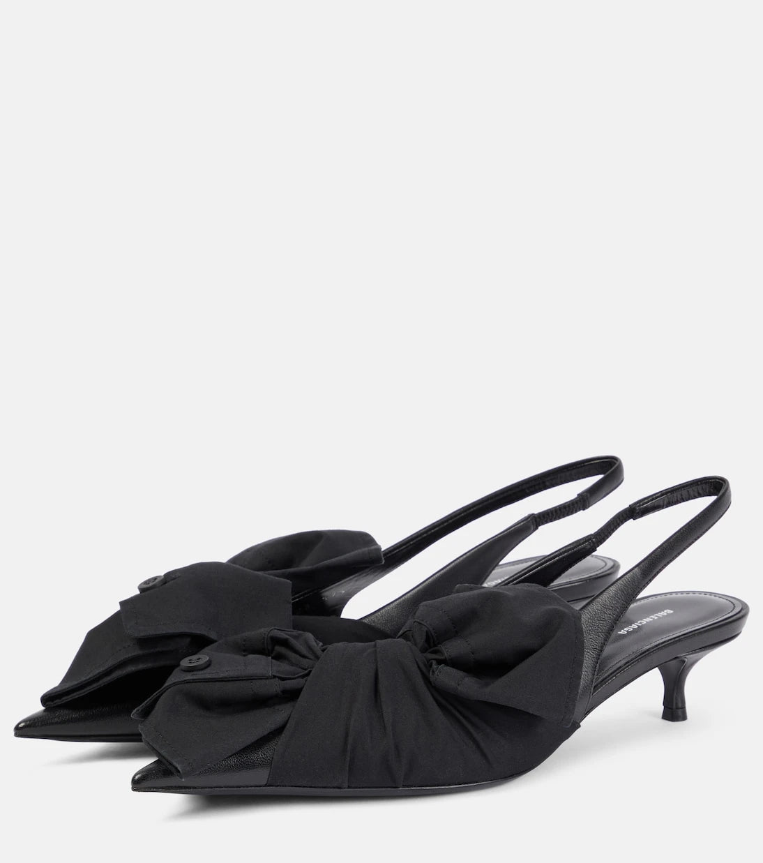 Balenciaga - Bow-detail leather slingback pumps