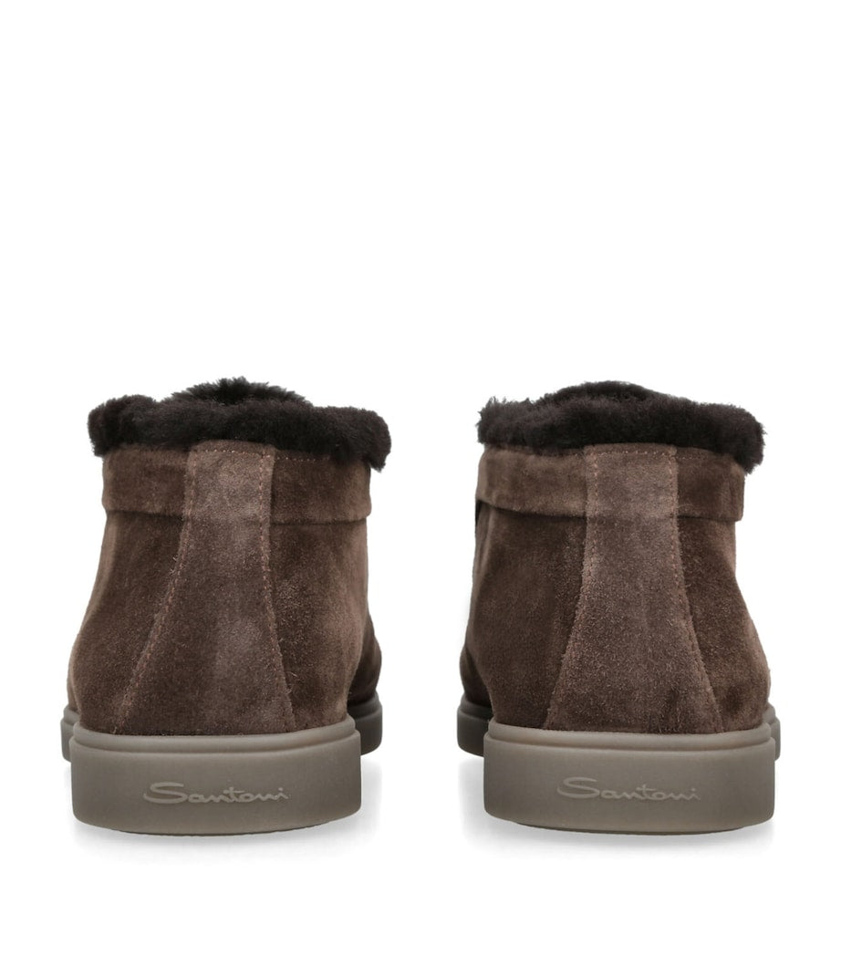 Santoni Brown Suede Fortune Ankle Boots