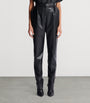 Black Faux Leather High-Rise Slim Trousers