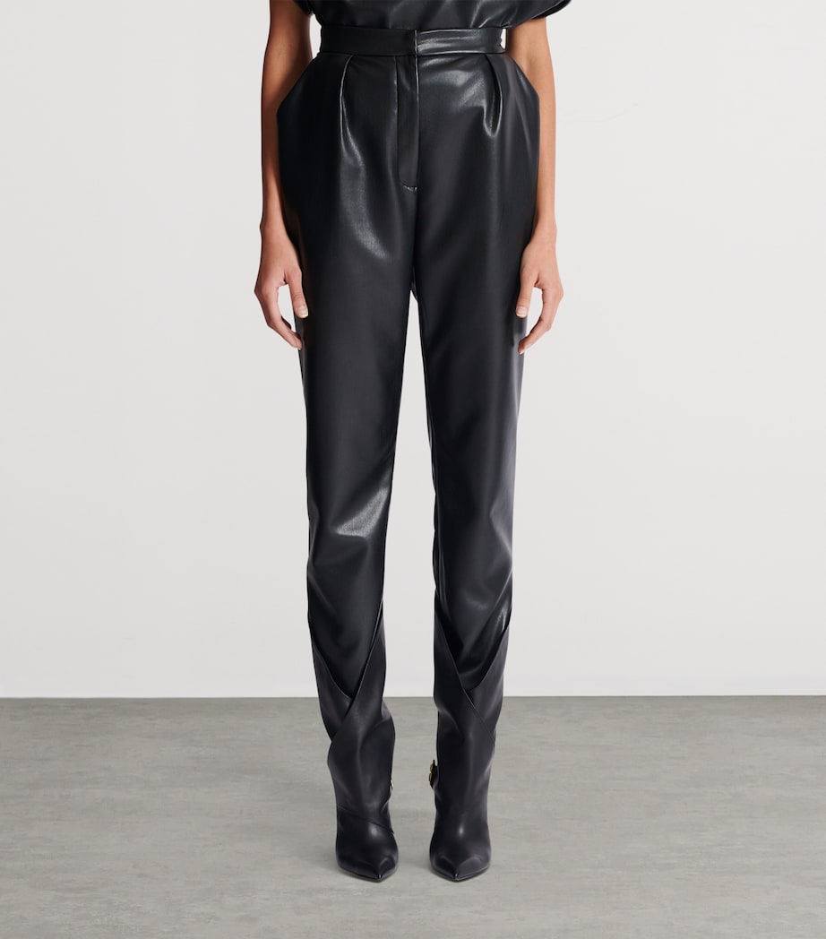 Black Faux Leather High-Rise Slim Trousers