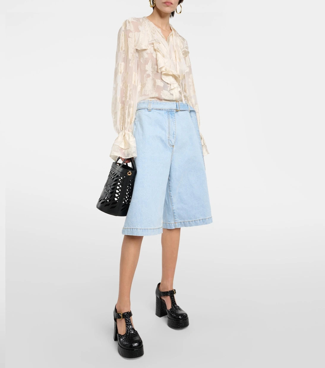 Etro - Embroidered denim shorts