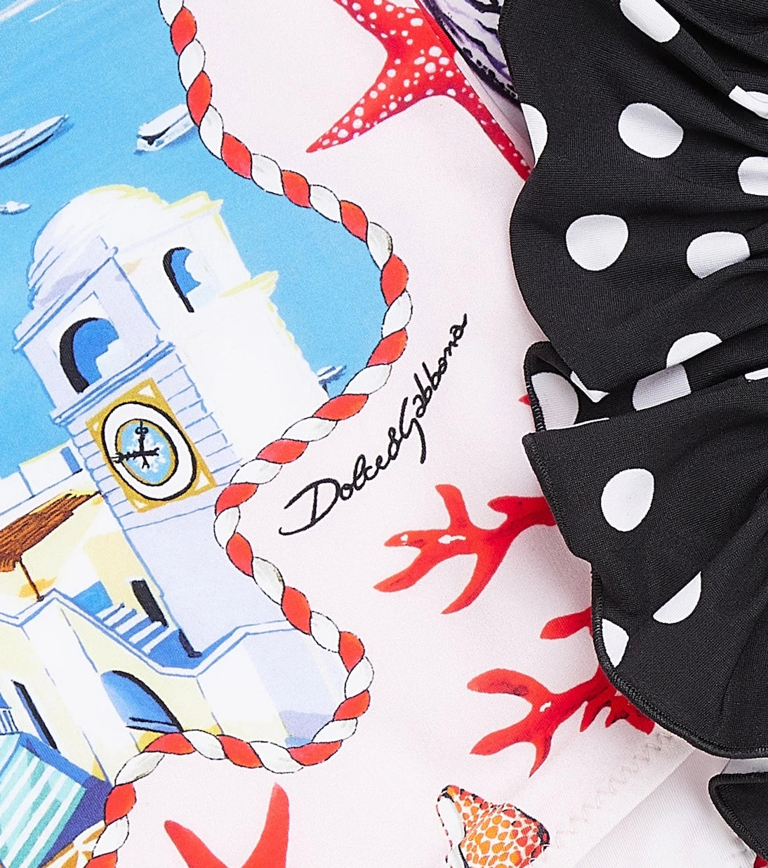 Dolce&Gabbana Kids - Capri printed ruffled swimsuit
