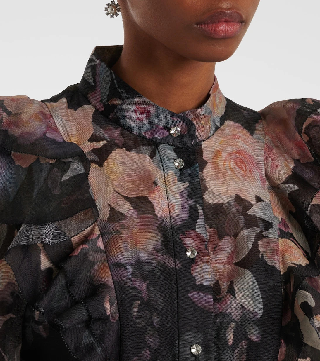 Zimmermann - Crush Frill Sleeve linen and silk blouse