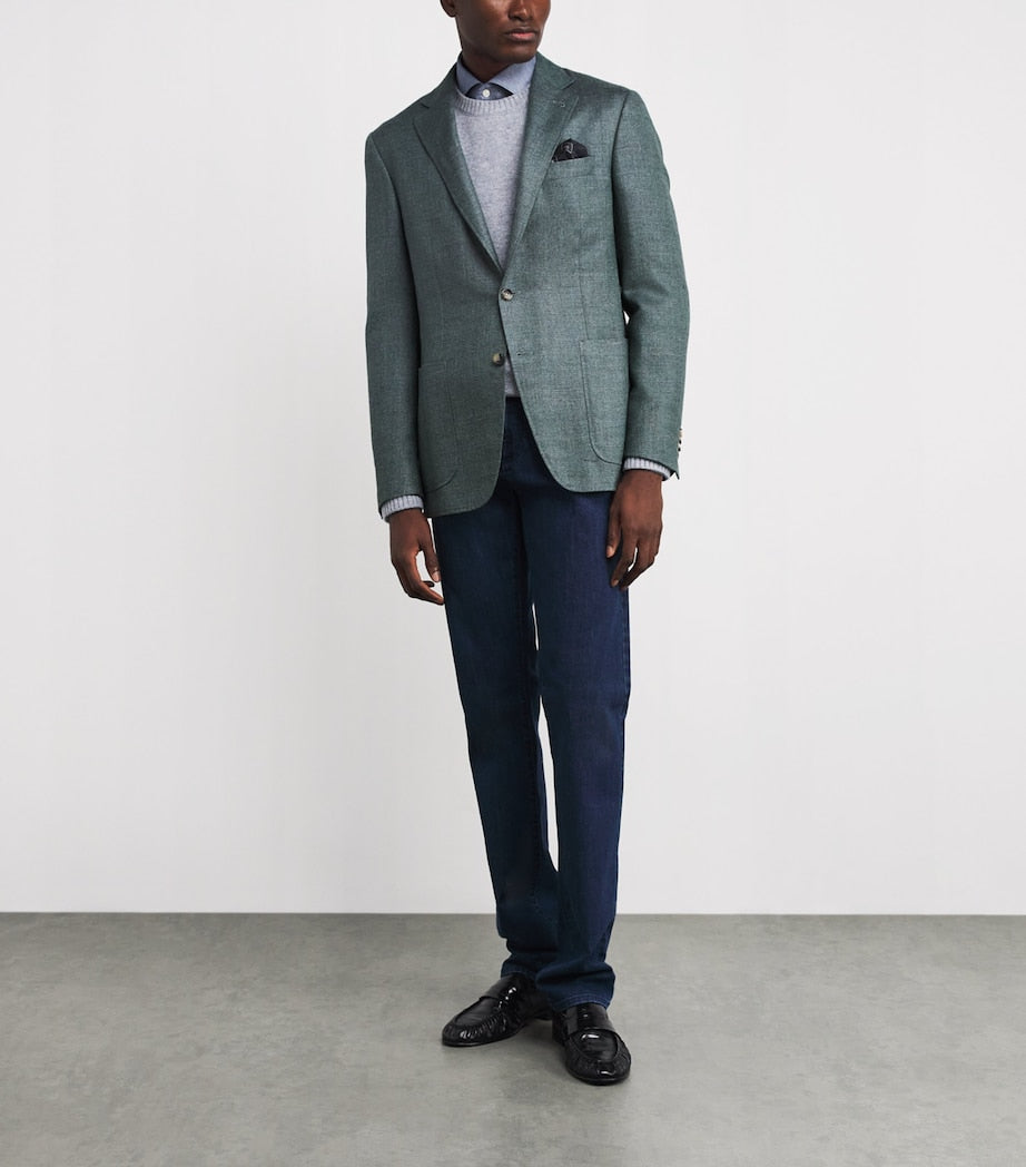 Canali Green Wool-Blend Tailored Blazer