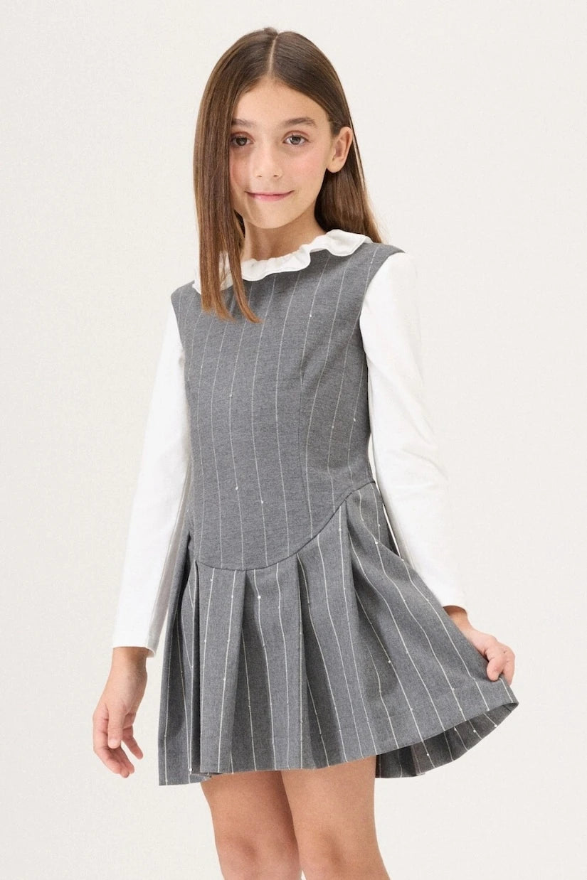 Monnalisa - Striped pleated dress