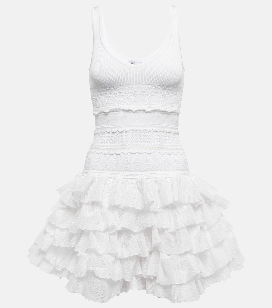 Alaïa - فستان قصير منسوج مكشكش