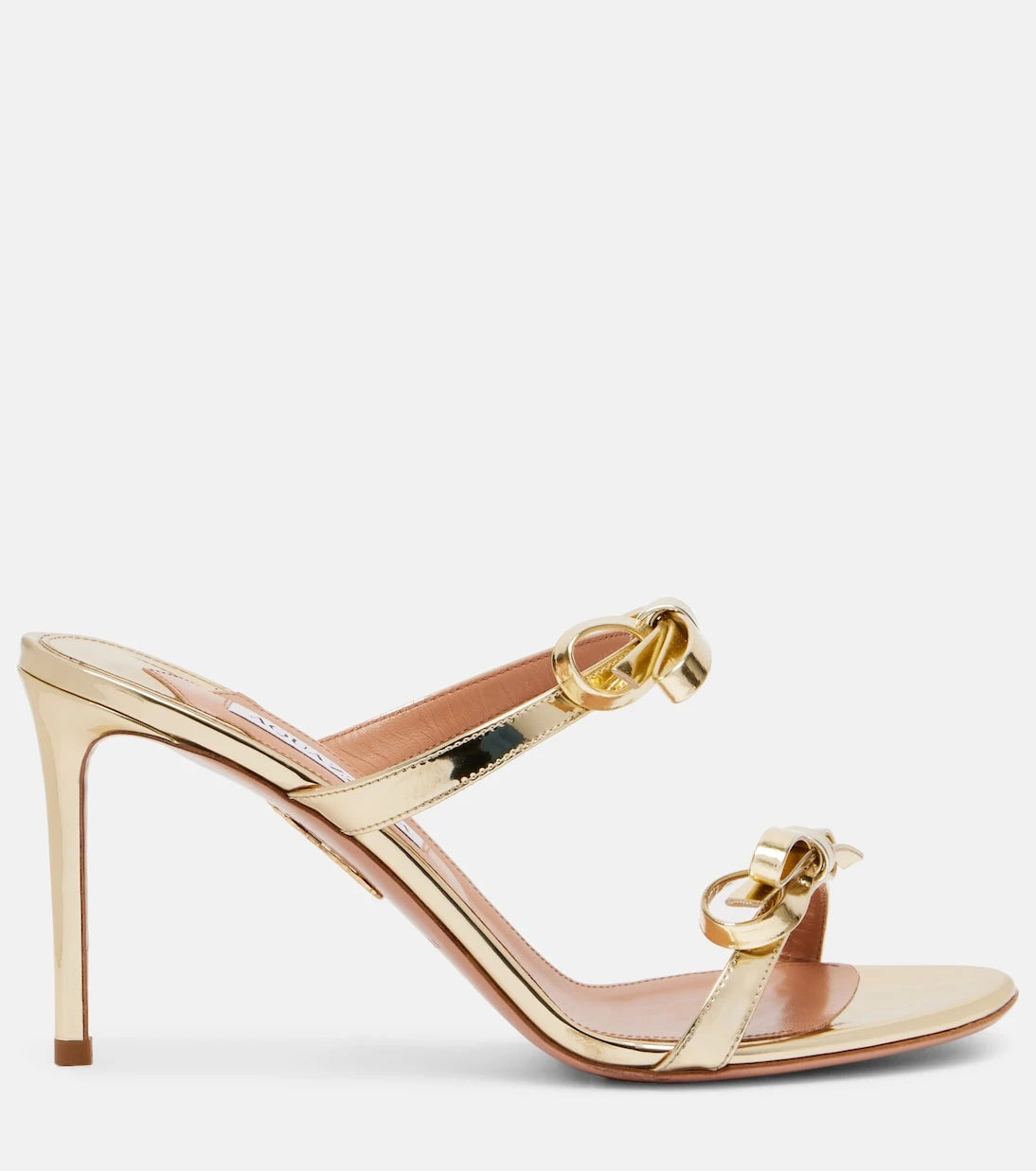 Aquazzura - Soave 85 mirrored faux leather mules