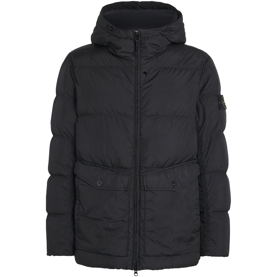 Stone Island Black Wind-Resistant Crinkle Reps Parka