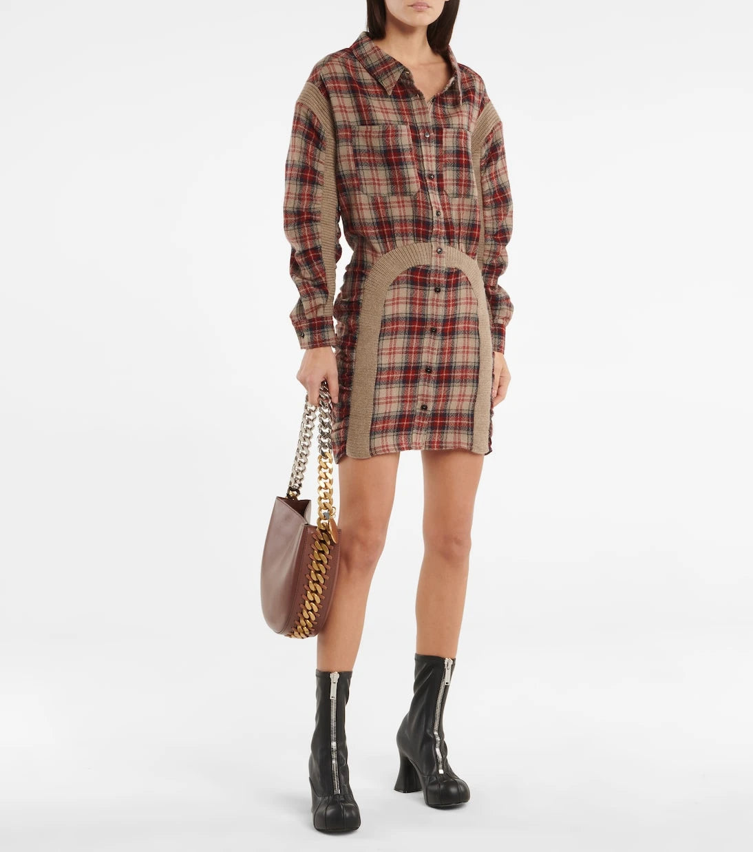 Stella McCartney - Checked wool shirt minidress