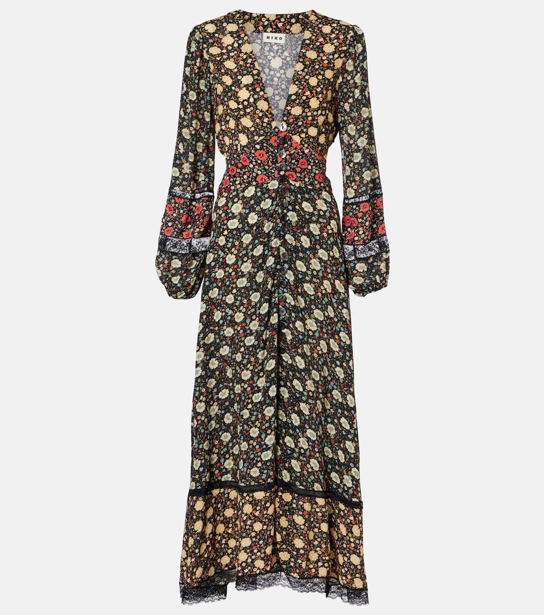 Rixo - Raven printed crêpe de chine midi dress