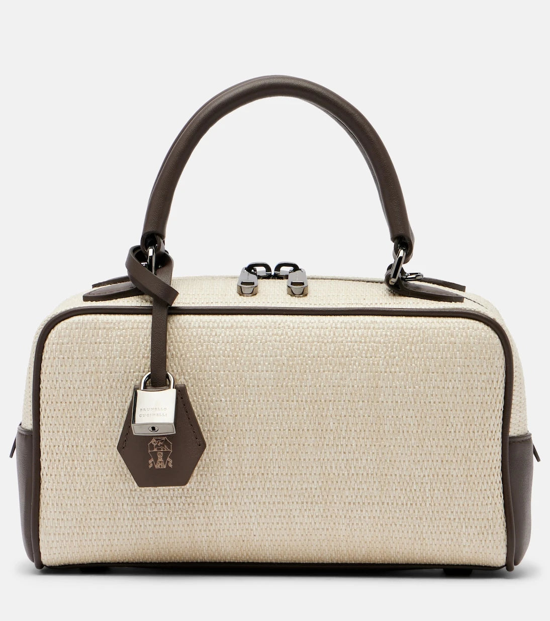 Brunello Cucinelli - Leather-trimmed top-handle bag