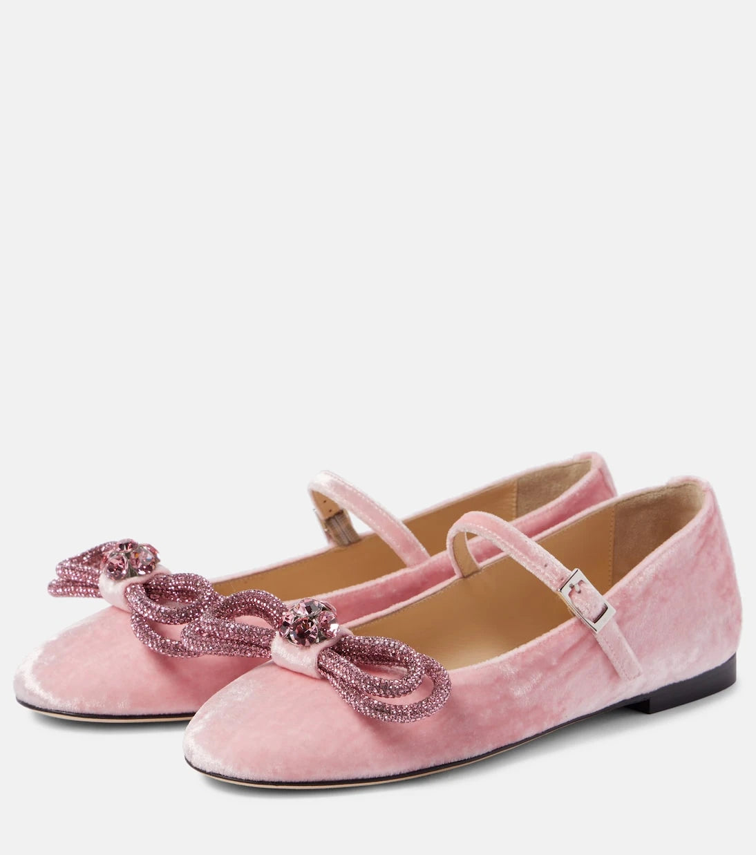 Mach & Mach - Double Bow velvet ballet flats