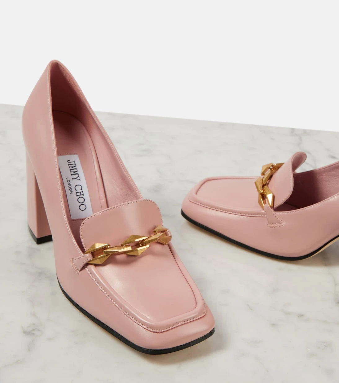 Jimmy Choo - Diamond Tilda 85 deri loafer topuklu ayakkabı