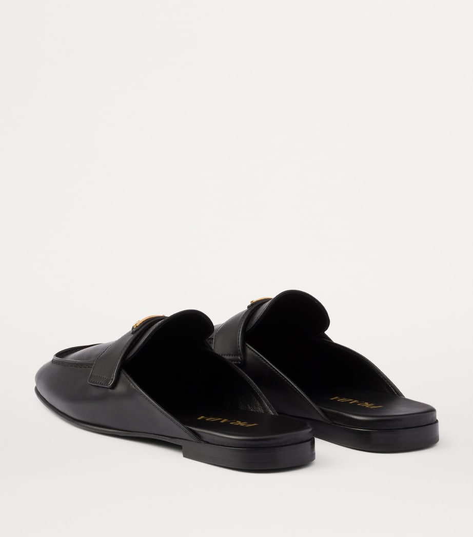 Black Leather Triangle Slippers