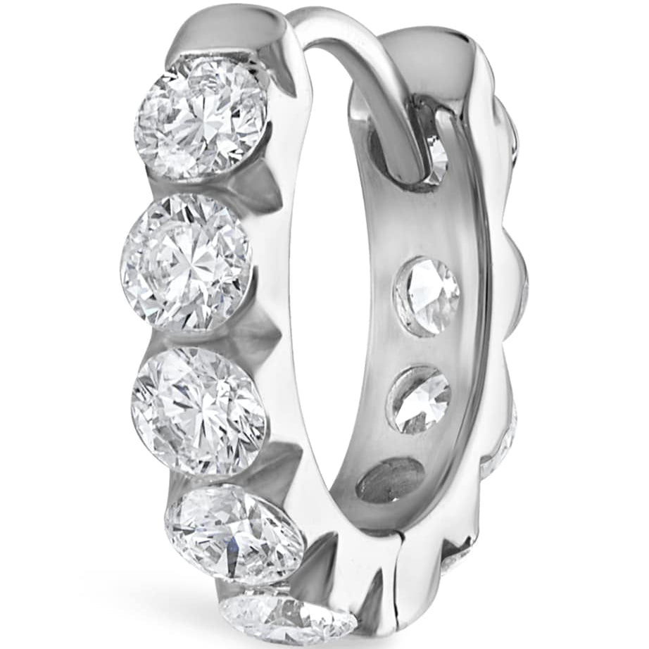 White Gold Invisible Set Large Diamond Eternity Hoop Earring (8mm)