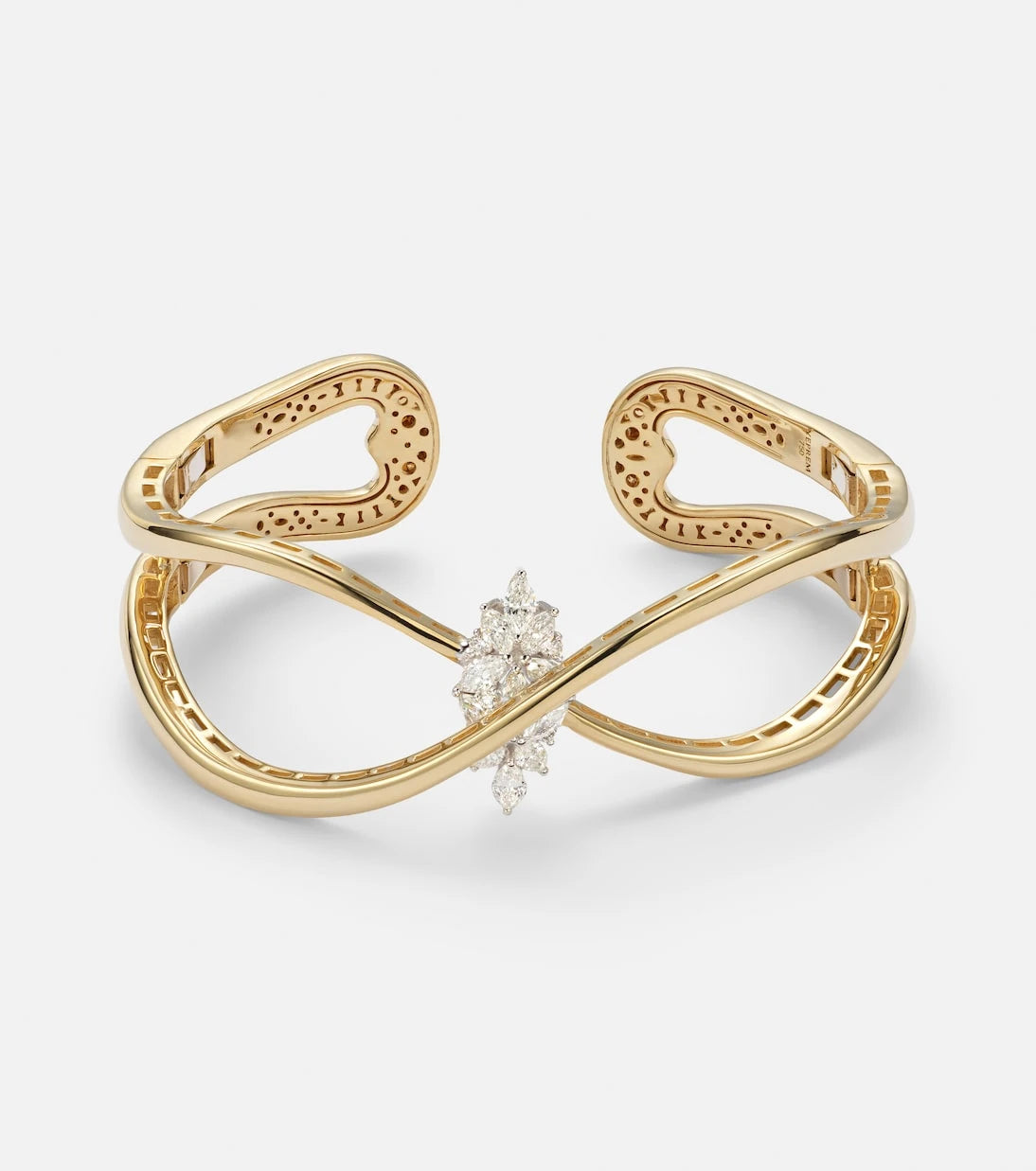 Yeprem - Golden Strada 18kt white and yellow gold bangle with diamonds