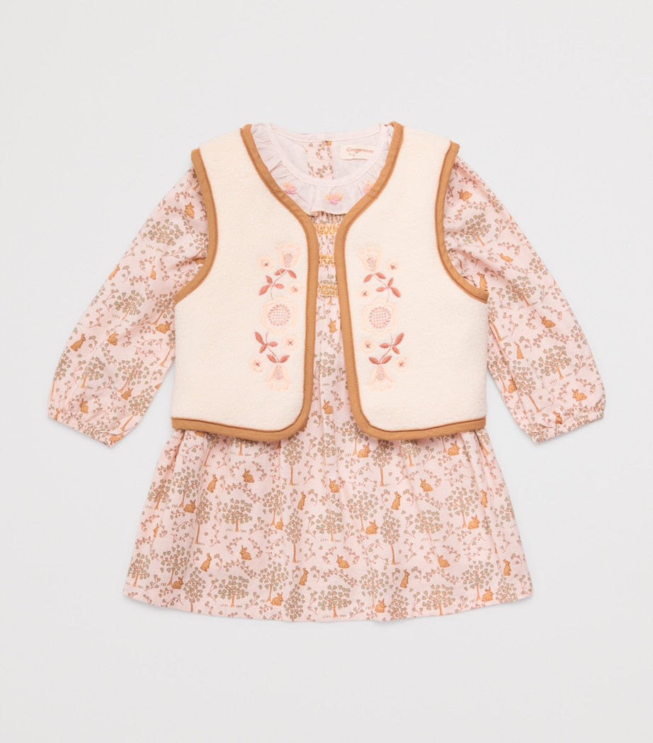 Gingersnaps Cotton Bunny Meadow Trixie Smock Dress (6-36 Months)